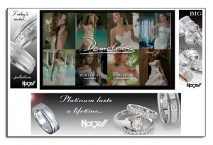 Novell wedding bands as featured on a leading bridal website - Demetrios.com.