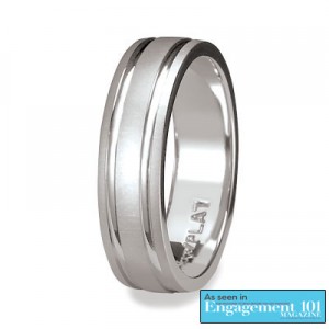 Classic platinum wedding band featured on a leading bridal website - Engagement101Mag.com.