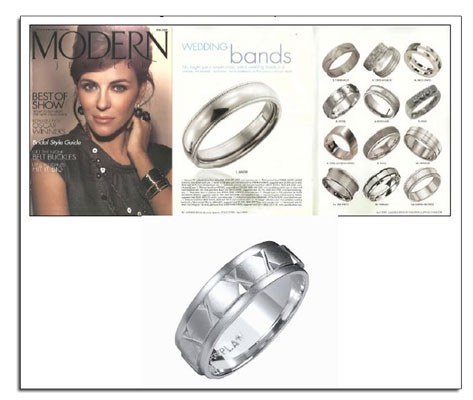 Classic platinum wedding band featured in Modern Jeweler