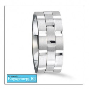 White gold wedding band featured on a leading bridal website - Engagement101Mag.com. This wedding band can also be made in platinum, palladium or yellow gold.