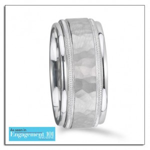 White gold wedding band with hammered finish from Novell's Max Squared Collection.
