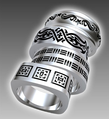 Debuting at the 2010 JCK Show in Las Vegas Novell's TATU wedding bands