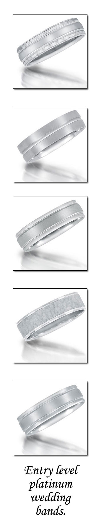 Platinum wedding bands by Novell entry level Platinum wedding bands by Novell entry level