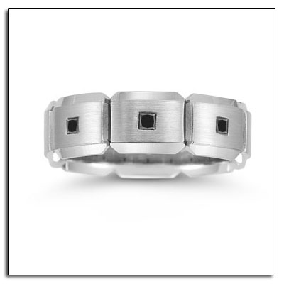 The L19857GC is palladium black diamond wedding ring that is 7mm wide and