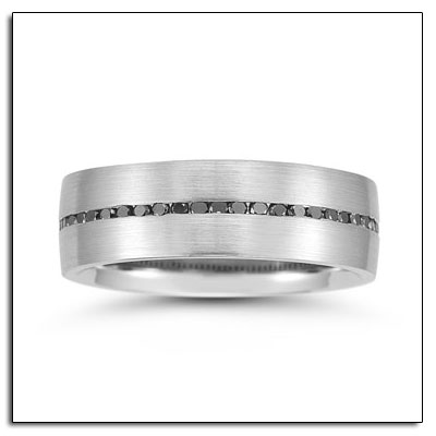 Palladium wedding band with black diamonds