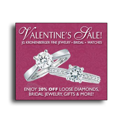 Valentine's Day sale at JG Kronenberger's.