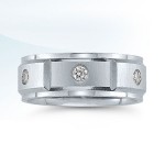 Platinum wedding band for men with diamonds