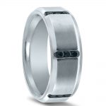 Wedding band with black diamonds