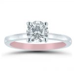 Inside-out engagement ring ET20294 with pink gold inside.