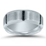 Platinum men's black diamond wedding band - made better in America.