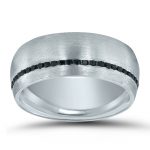 Platinum men's black diamond wedding band - made better in America.