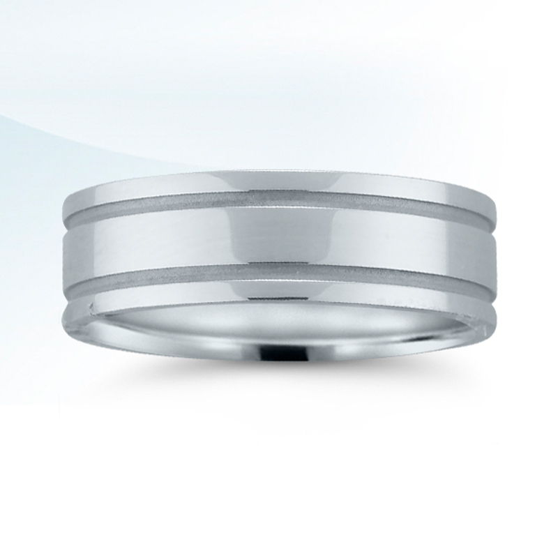 Platinum men's classic Novell wedding band - made better in America.