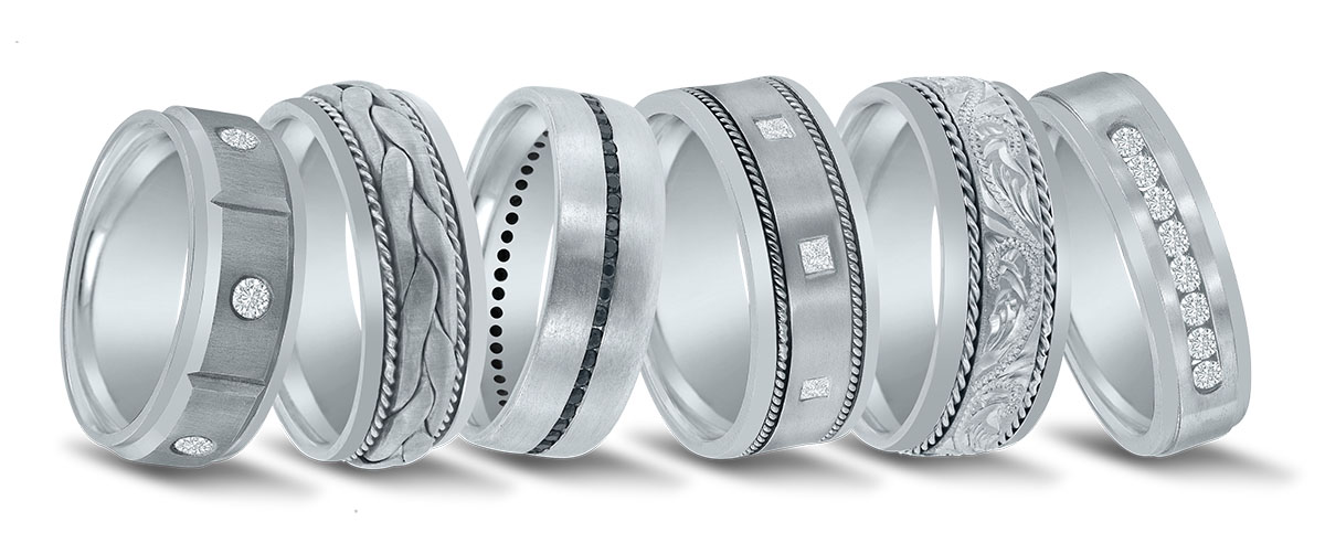 Platinum men's wedding bands by Novell.