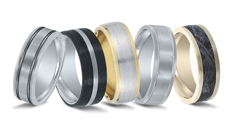 Precious metal and alternative metal wedding bands by Novell.