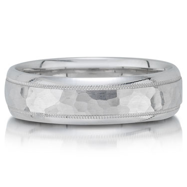 Men's Wedding Bands Â» Hammered Â» 14KT White Gold