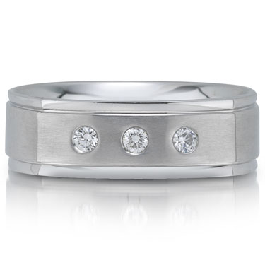 Mens White Gold Diamond Wedding Band