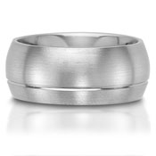 The C75609-9G is a titanium wedding band that has a single off-center groove.