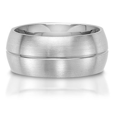 The C75610-10G is a titanium wedding band that has a single centered groove.