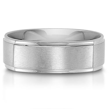 The C75612-7G is a square titanium wedding band that has a satin finished center.