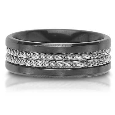 The C757037G is a black titanium wedding band that is 7mm wide