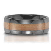 The C75800-8GC is a ceramic wedding band that is 8mm wide, and features orange carbon fiber inlay.