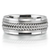 X2002/6GQP is a braided platinum-palladium combination wedding band that is 6mm wide.