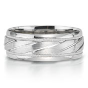  X2003-7GQP is a carved platinum-palladium combination wedding band that is 7mm wide.