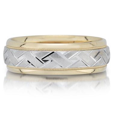 X4441/7GT is a two-tone wedding band that is 7mm wide.