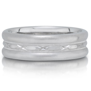 X4476/7GW is a carved wedding band that is 6mm wide.