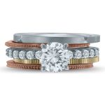 Stackable rings around engagement ring