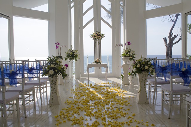 Wedding venue with flowers