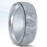 Hammered and milgrain men's wedding band N01092 - available in platinum or gold.