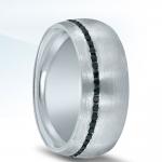 Men's diamond wedding band ND01988  - set with 53 small black diamonds.