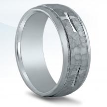 Men's Hammered Cross Wedding Band N16527