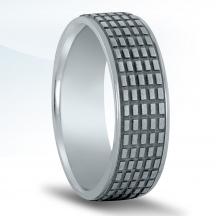 Men's Carved Wedding Band N16955 with Black Rhodium