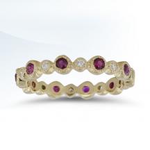 Ladies Stackable Ring LD16871-RU-FY with Colored Stones